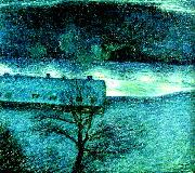 Eugene Jansson vinternatt over kajen France oil painting artist